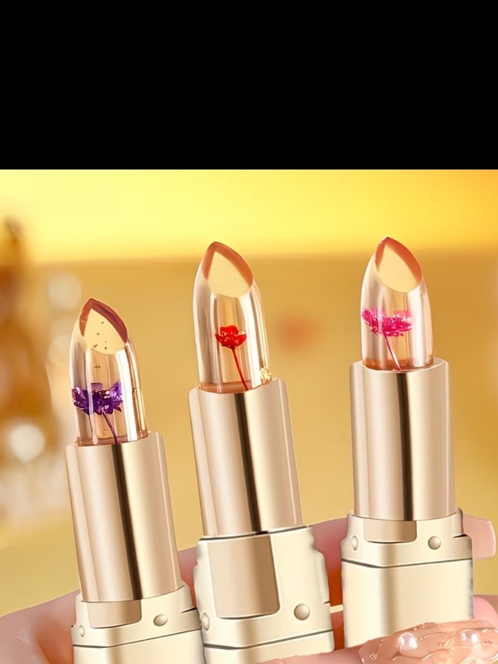 Floral Jelly Lipstick - Sheer Pink, Peach, Rose